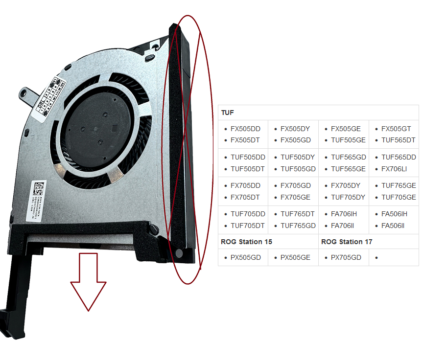 Original CPU Cooling Fan for Asus 13NR00S0M10011 13NR00S0M10111 DQ5D577K002 DFS5K12114262H FMCA