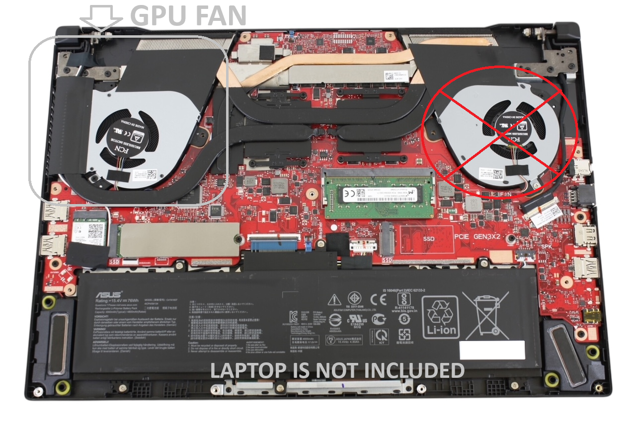 Compatible GPU Cooling Fan for Asus 13NR0210AM0901 DFS5K12304363C