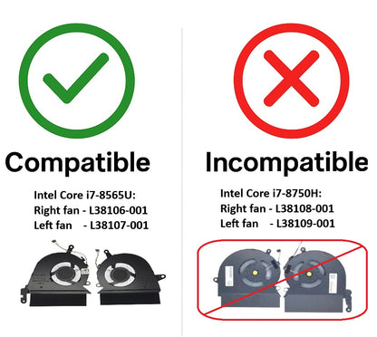 Compatible Cooling Fan Set CPU + GPU for HP L41482-001 L41483-001 L38106-001 L38107-001 ND75C23-18C11 ND75C23-18C12