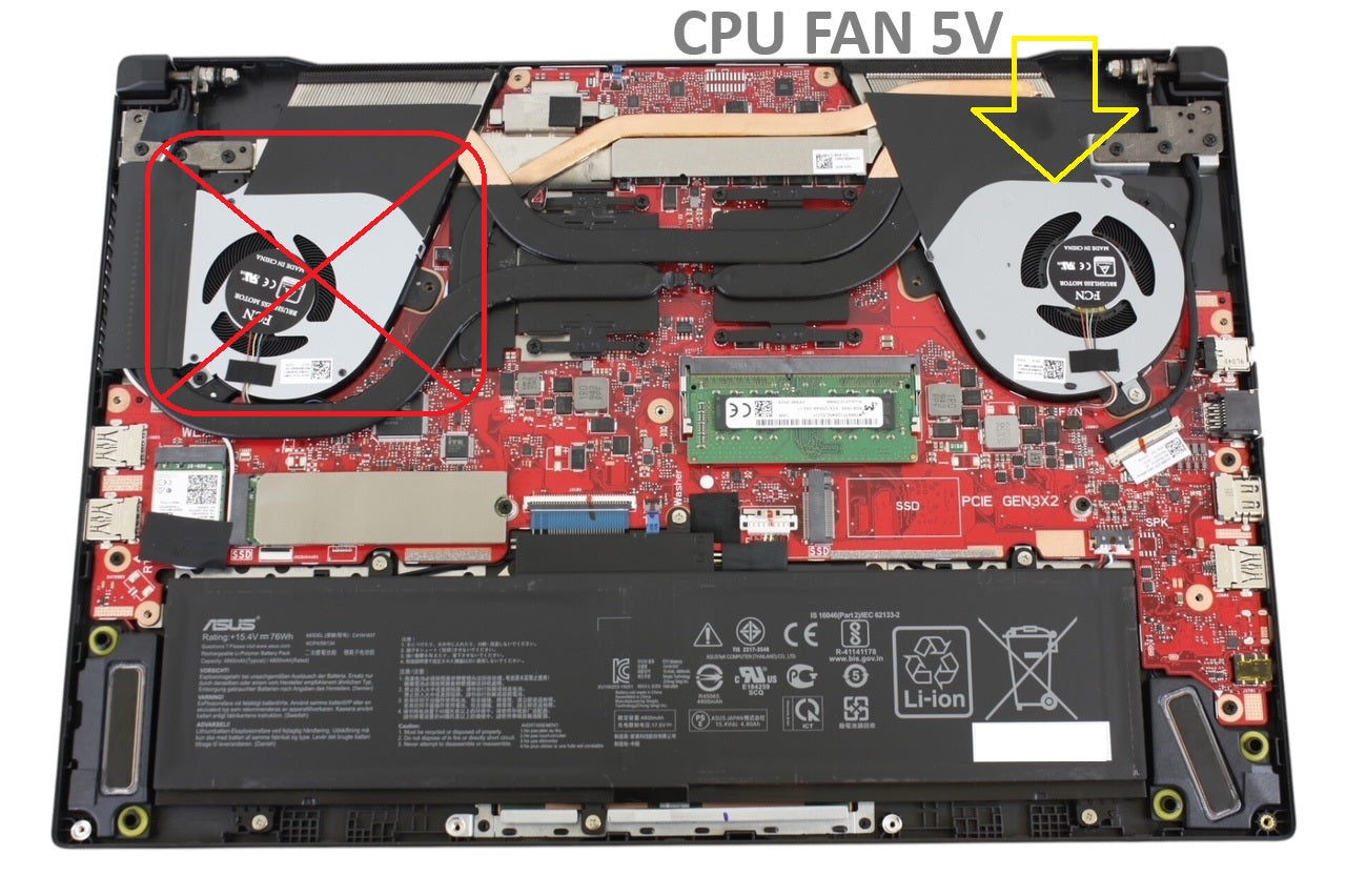 Compatible CPU Cooling Fan for Asus 13NR0210T01111 13NR03V0T02011 DFS5K12115491P DFS5K12115491R