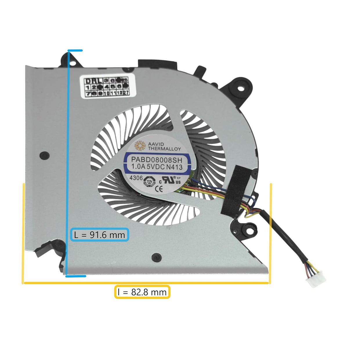 Compatible CPU cooling fan PABD08008SH N413, for MSI Creator 15M, CreatorPro M15, Creator M16, Crosshair 15, GF63, GF65, GV15, Katana GF66, GF76, Pulse GL66, GL76, Sword 15, Sword 17, WF65 , WF66