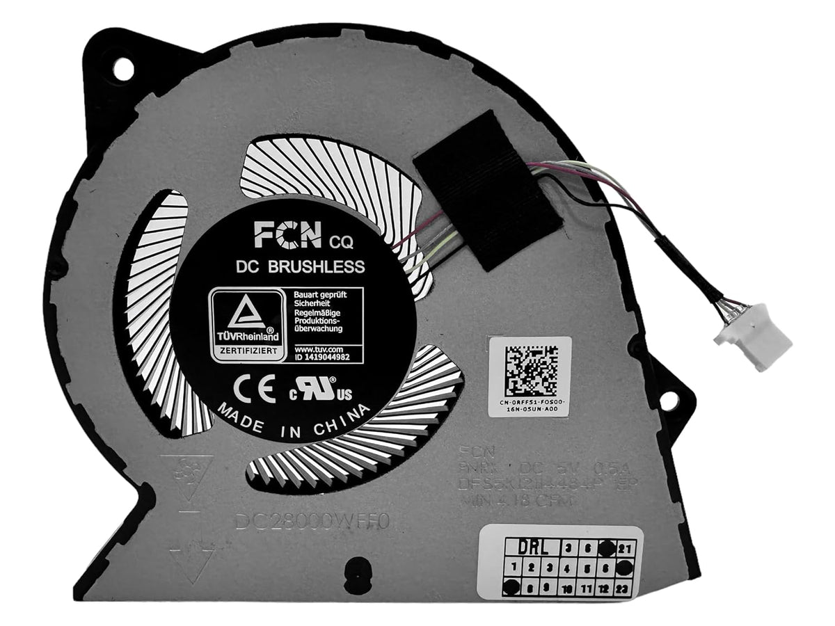 Compatible Cooling fan 0RFF51 RFF51 0VD28G, NS75C40-21K14, DC28000WFF0 DFS5K12114464, BN7506S5H-000P, DC28000WFU0, DC28000117D0, for Dell Inspiron 3510 3511 3515 3520 3525 3530 3535, DC15250, DC15255