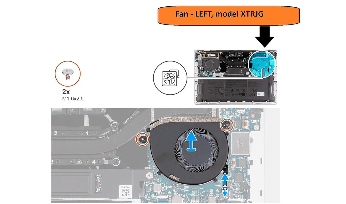 Compatible Cooling Fan LEFT for Dell XPS 13 Plus 9320 (2022), model ND55C97-21A04, EG50040S1-CQ40-S9A, XTRJG, 0XTRJG, DC28000W0SL, DC28000W0DL