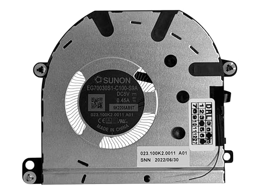 CPU cooling fan Sunon model EG70030S1-C100-S9A, 023.100K2.0011 (only for heatsink 5H40W36670), compatible Lenovo Thinkpad X1 Titanium Type 20QA, 20QB