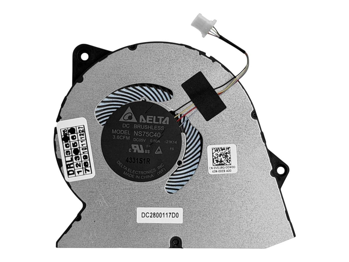 Compatible Cooling fan 0RFF51 RFF51 0VD28G, NS75C40-21K14, DC28000WFF0 DFS5K12114464, BN7506S5H-000P, DC28000WFU0, DC28000117D0, for Dell Inspiron 3510 3511 3515 3520 3525 3530 3535, DC15250, DC15255