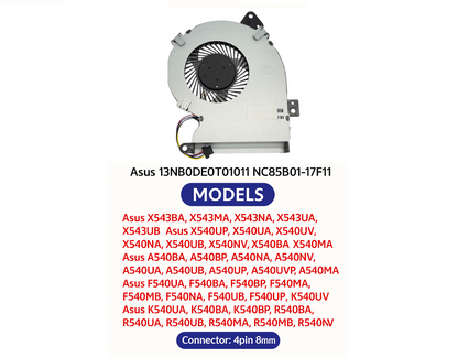 Compatible CPU Cooling Fan for Asus 13NB0DE0T01011 NC85B01-17F11
