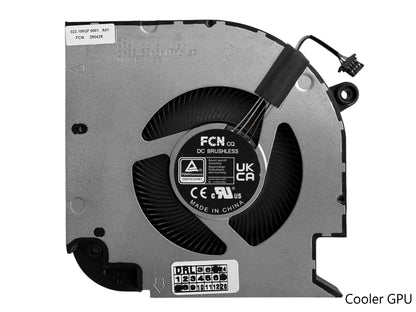 Compatible Cooling Fan Set CPU + GPU for Dell equipped with NVIDIA GeForce RTX 3060 V7P3C 0V7P3C C3MKP 0C3MKP FP6L DFS5L32G054869 EP, FP6M DFS5K221153716 EP