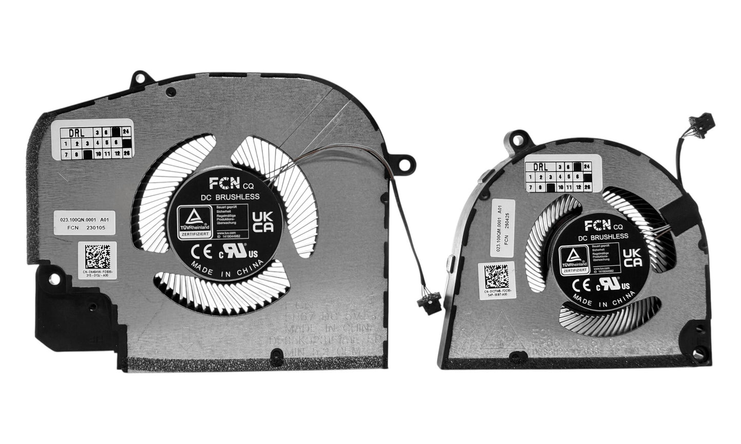 Compatible Cooling Fan Set CPU + GPU for Dell N49HW, 0N49HW, Y2TW6, 0Y2TW6, FP67 DFS5K323161A1E EP, FP66 DFS5H22404666E EP