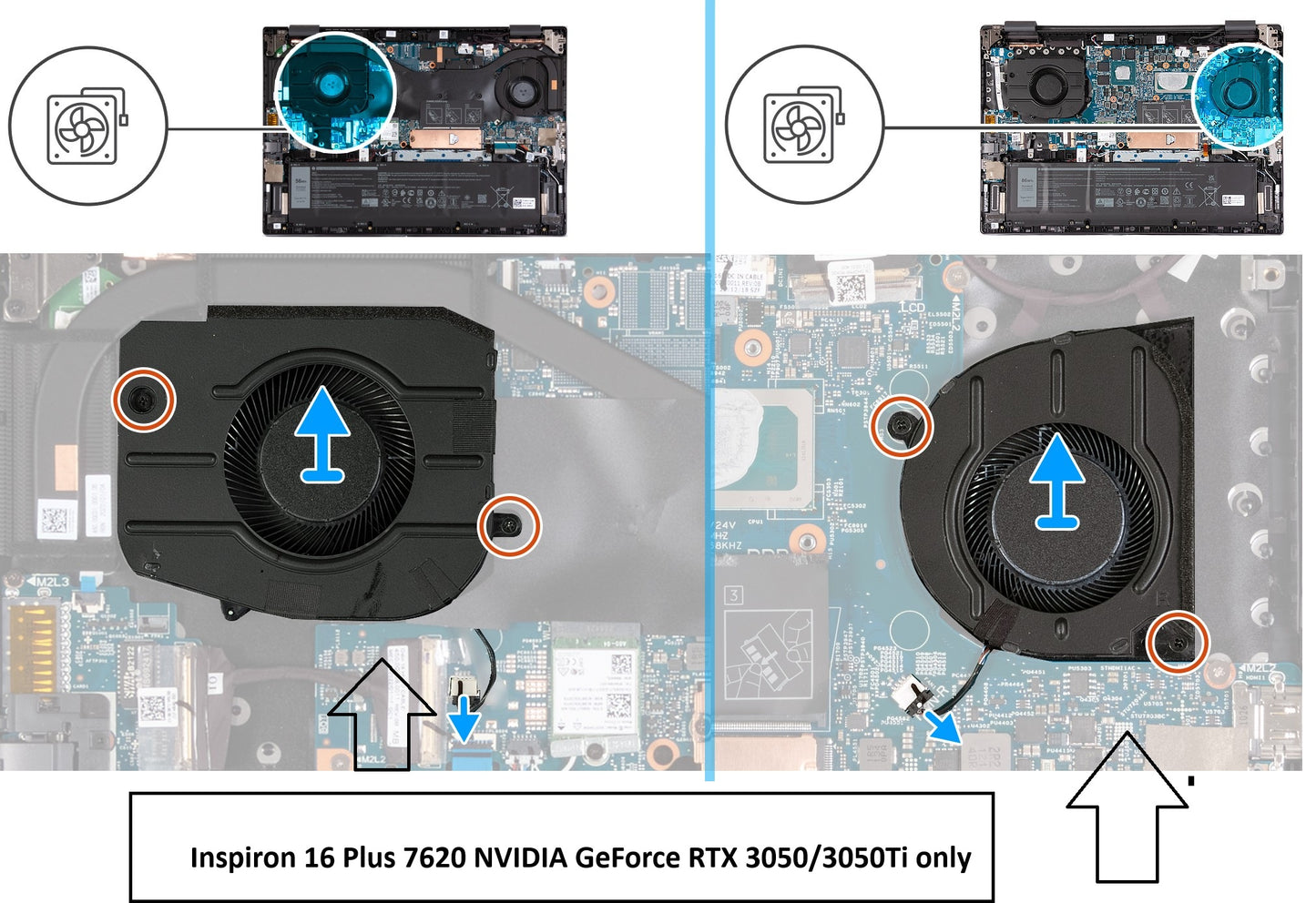 Compatible Cooling Fan Set CPU + GPU for Dell N49HW, 0N49HW, Y2TW6, 0Y2TW6, FP67 DFS5K323161A1E EP, FP66 DFS5H22404666E EP